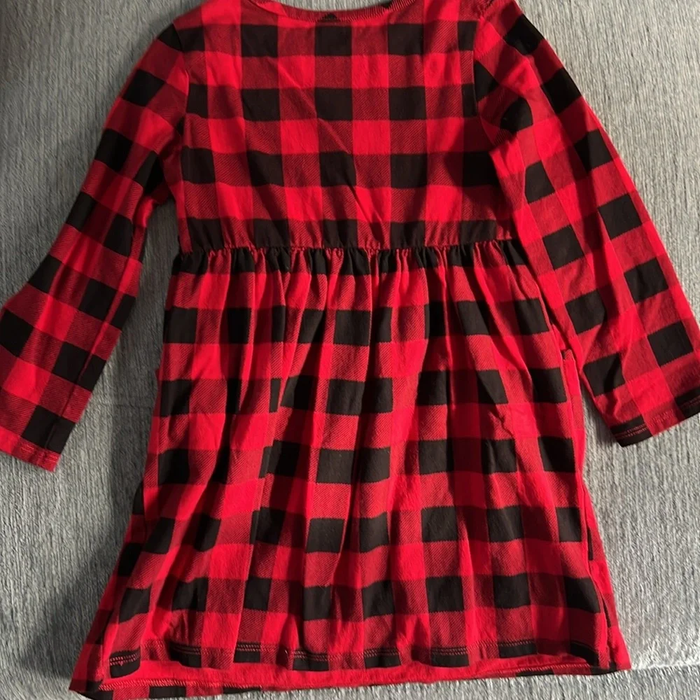 Red and Black Buffalo Plaid long sleeve dress - Picture 4 of 4